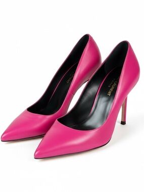 Saint Laurent Hot Pink Pointed Leather Stiletto Pumps size 37